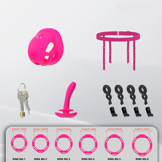 Pink Remote-Control Vibration Chastity Cage