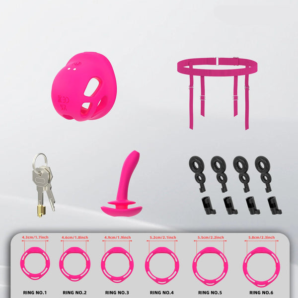 Pink Remote-Control Vibration Chastity Cage