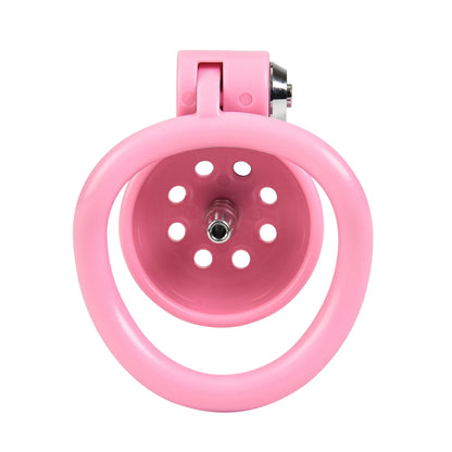 Pink Rounded Chastity Cage Set