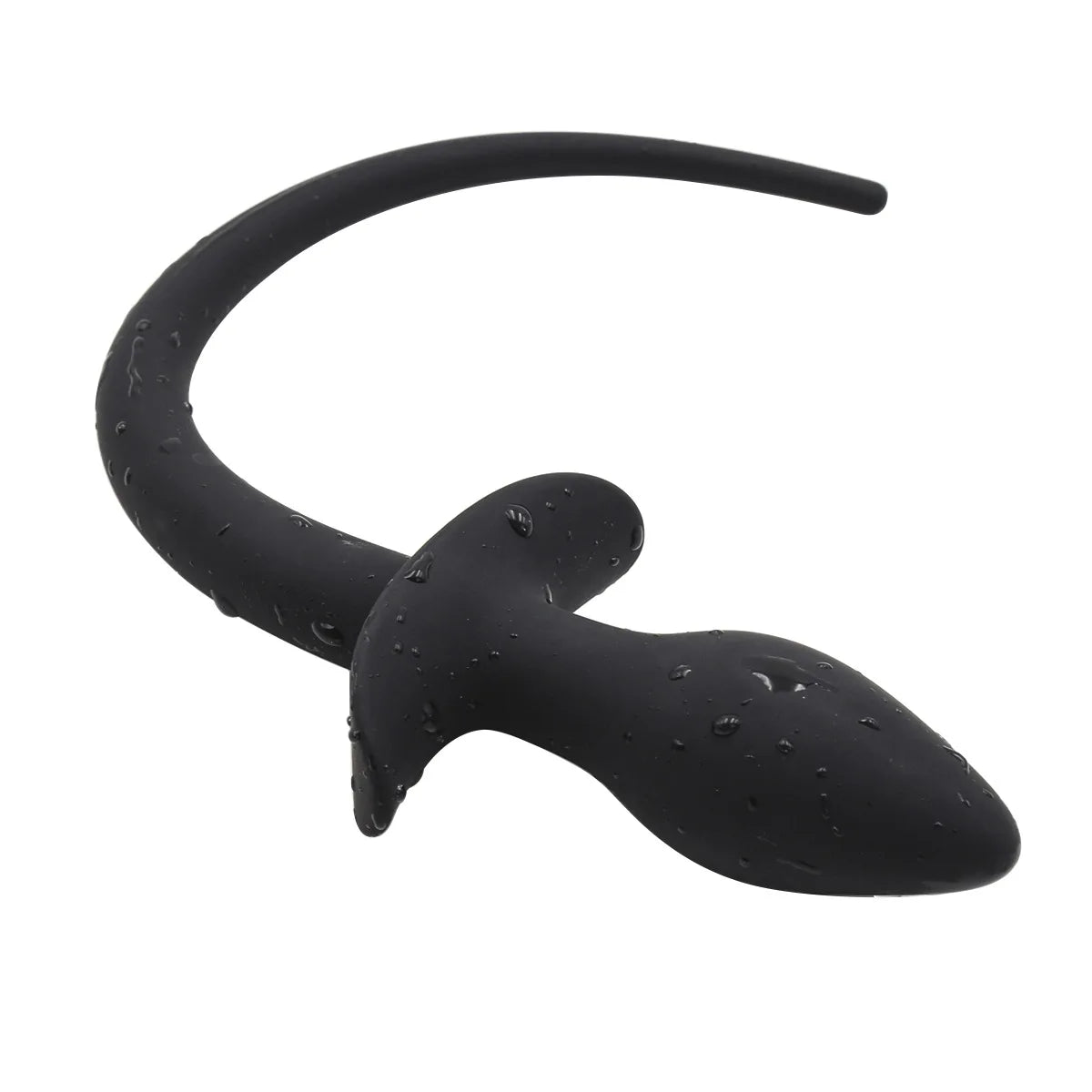 All-black silicone puppy tail butt plug