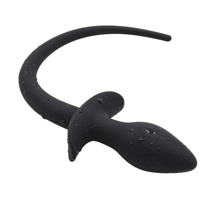 All-black silicone puppy tail butt plug