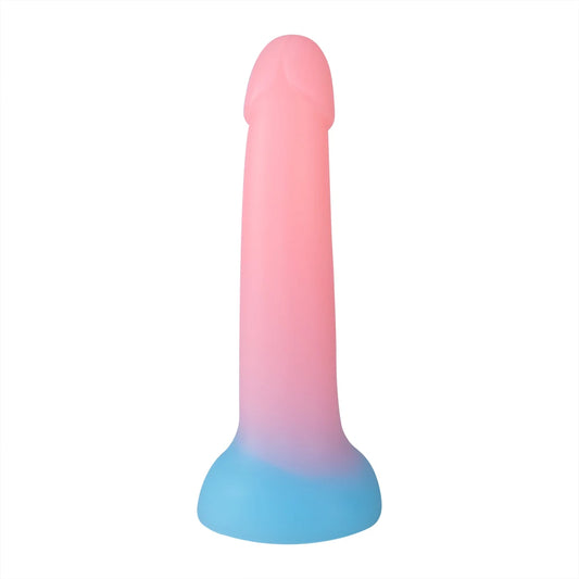 Glow-in-the-Dark Silicone Dildo – Pink & Blue