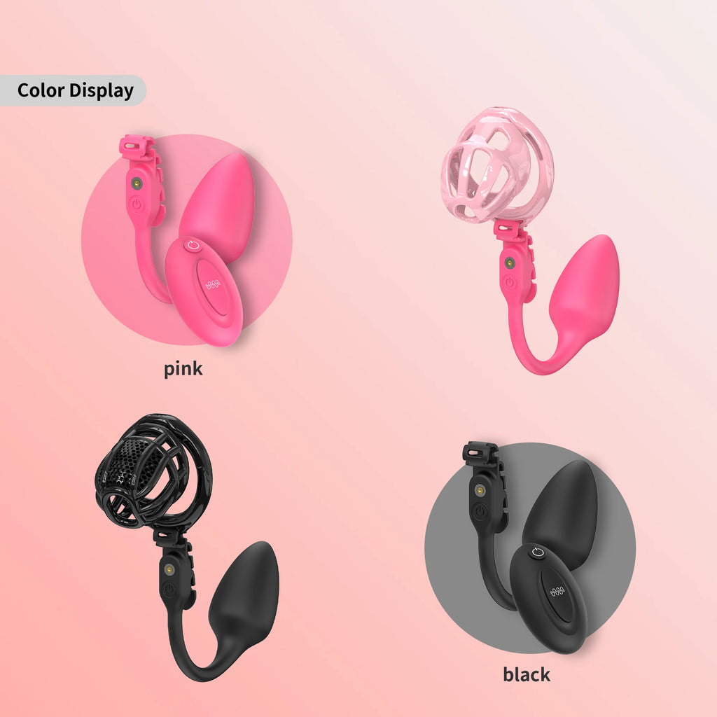 Remote Controlled Vibrating Buttplug Attachment for Chastity Cage