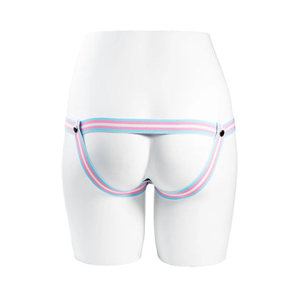 Trans Flag Chastity Harness