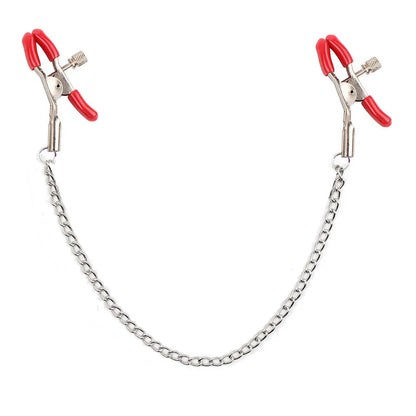 Nipple Clamps with Chain in red
