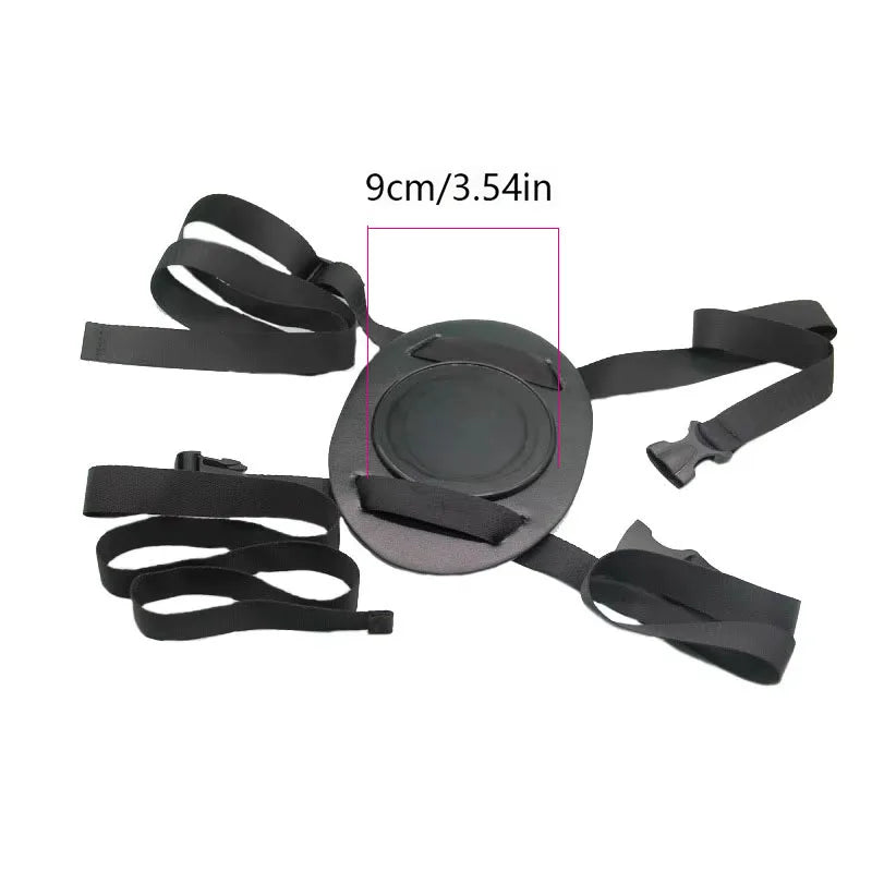 Suction Cup Strap-On Harness – Black Strap, 9cm suction plate on adjustable straps