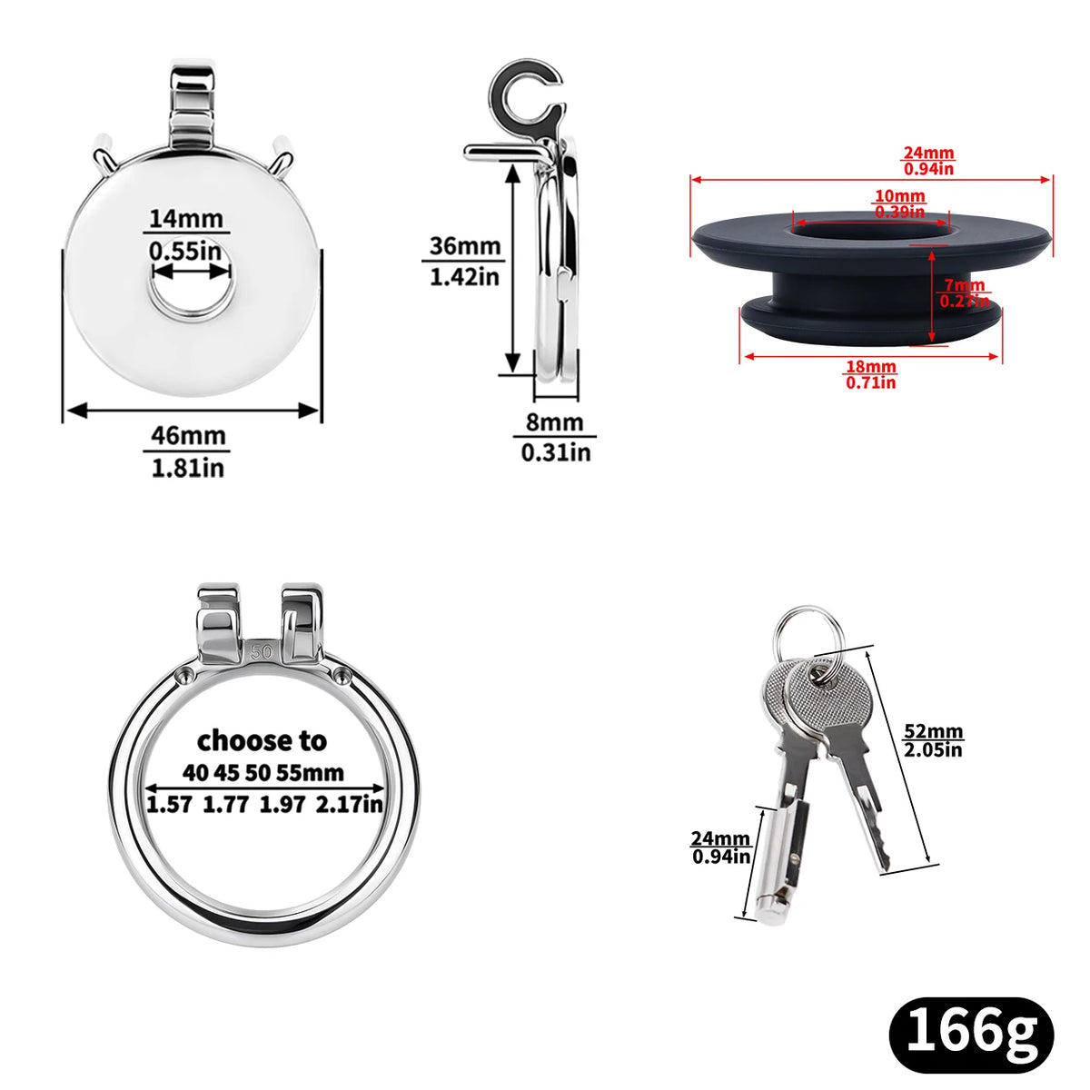 Mirror Steel Flat Chastity Cage