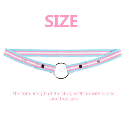 Trans Flag Chastity Harness