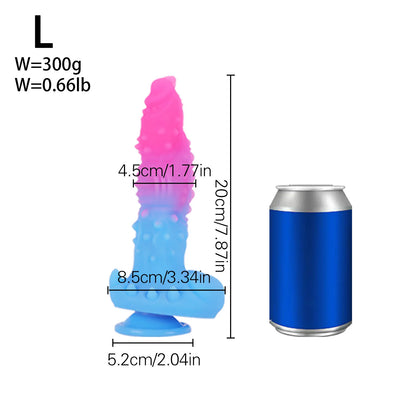 Pink & Blue Alien Fantasy Dildo – size L
