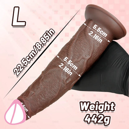 Realistic Curved Silicone Dildo – Dark Brown, size L