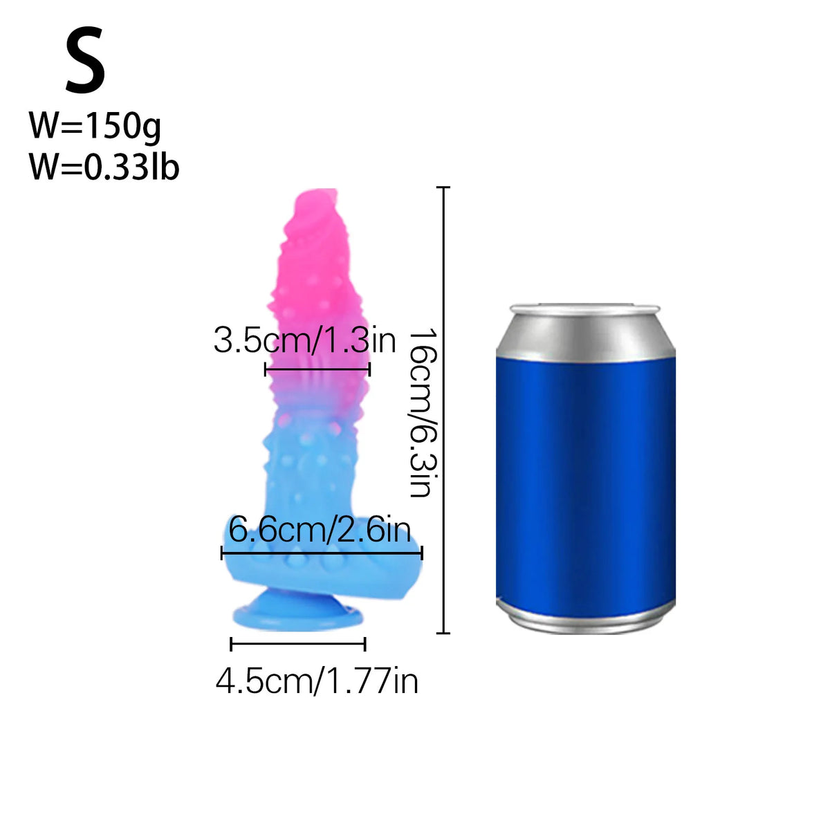 Pink & Blue Alien Fantasy Dildo – size S