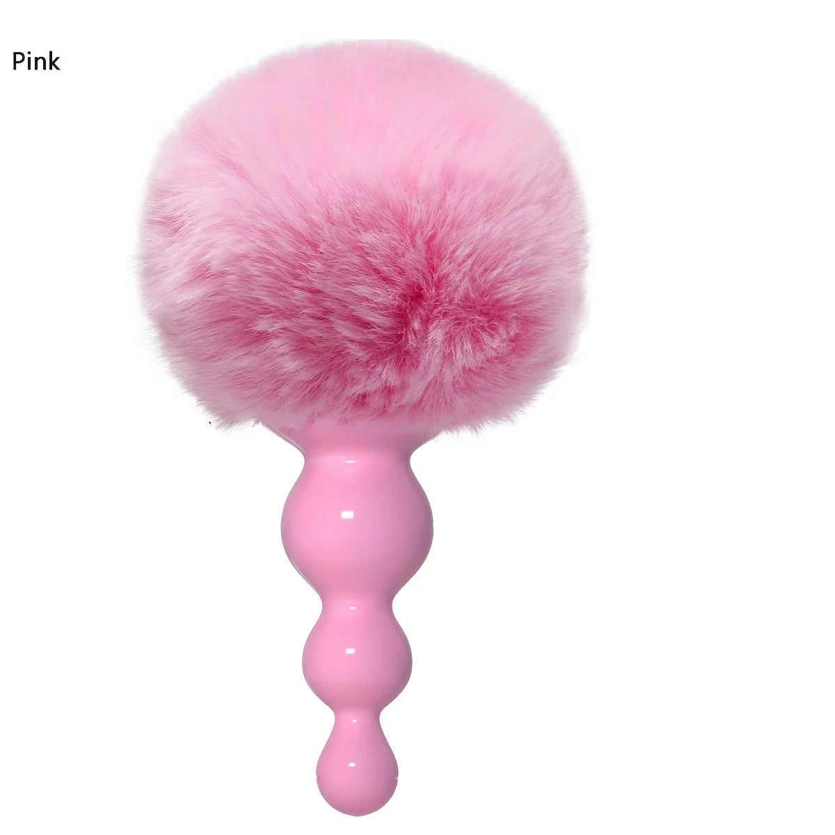 Pastel pink bunny tail butt plug with pink beaded plug