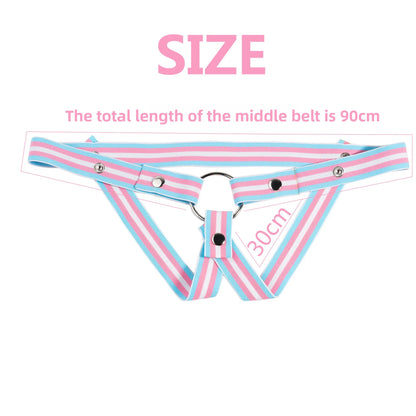 Trans Flag Chastity Harness
