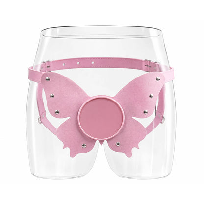 Pink butterfly harness front view