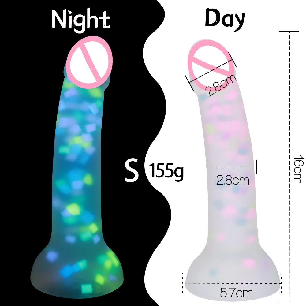 Confetti glow-in-the-dark silicone dildo, small