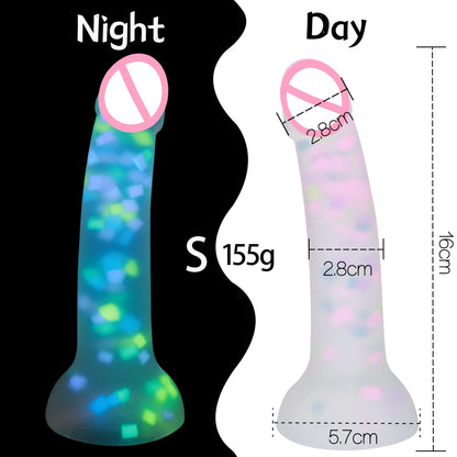 Confetti glow-in-the-dark silicone dildo, small