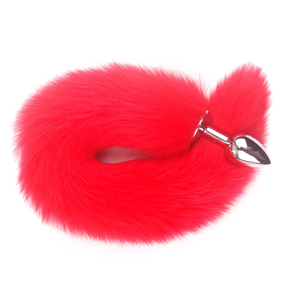 Red fox tail butt plug