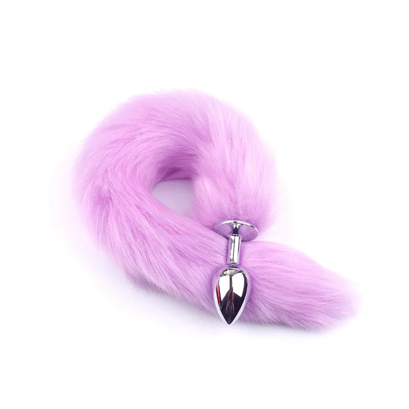Purple fox tail butt plug
