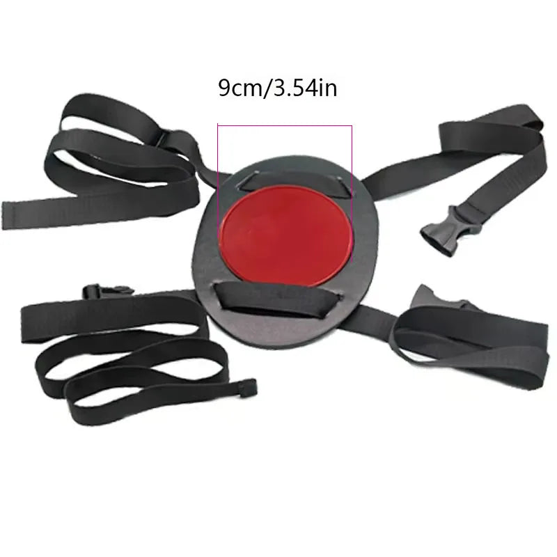 Suction Cup Strap-On Harness – Red Strap, 9cm suction plate on adjustable straps
