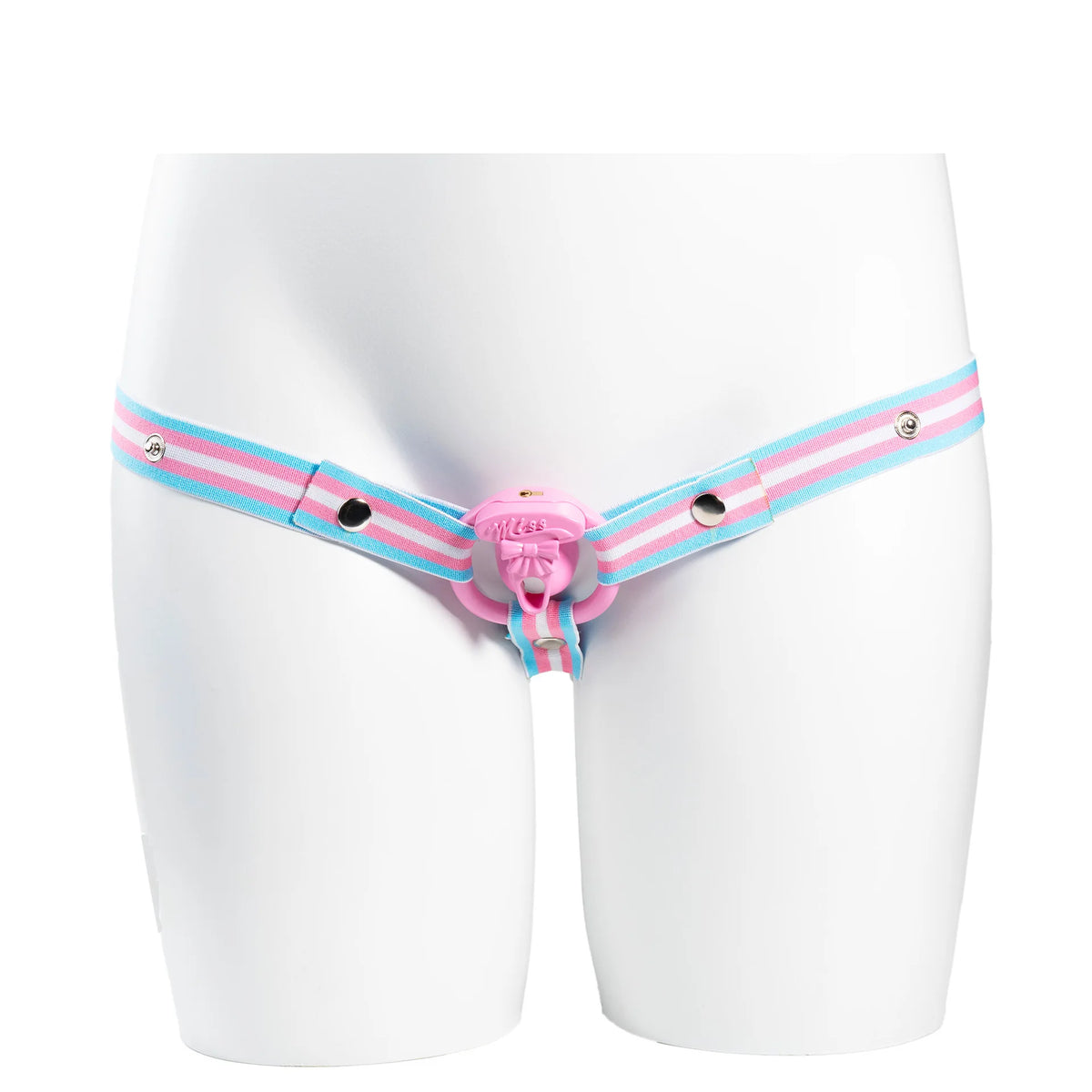 Trans Flag Chastity Harness
