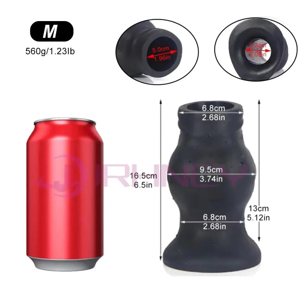 Black Dog Knot Anal Tunnel Butt Plug