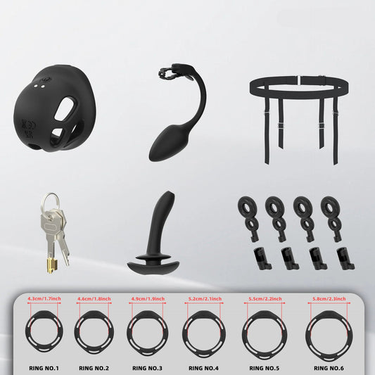 Black Remote-Control Vibration Chastity Cage