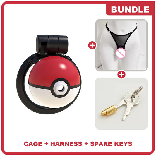 Gotta Cage 'em All Complete Kit, Red/White: cage, harness and spare keys